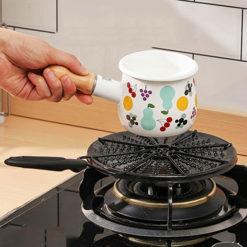 PRETYZOOM Enamel Heat Conduction Plate with Handle for Gas and Electric Stoves Nonstick Heat Diffuser for Even Cooking and Burn Prevention Ideal for Milk and Porridge Heating - Image 5